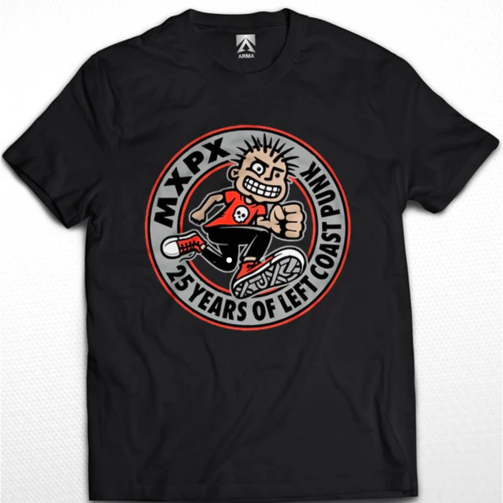 Punk Black Short sleeves Men Music Concert T-Shirt MXPX 25 YEARS OF LEFT COAST